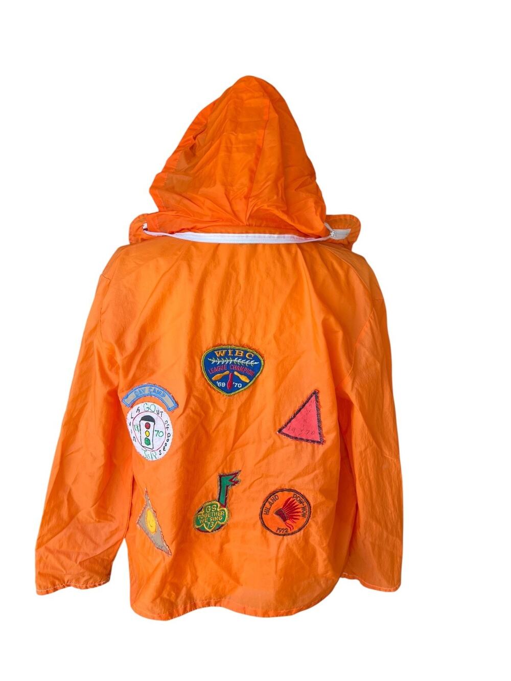 70s Vintage Girl Scouts Patches Water Repellent Nylon Hooded Jacket Adult Medium